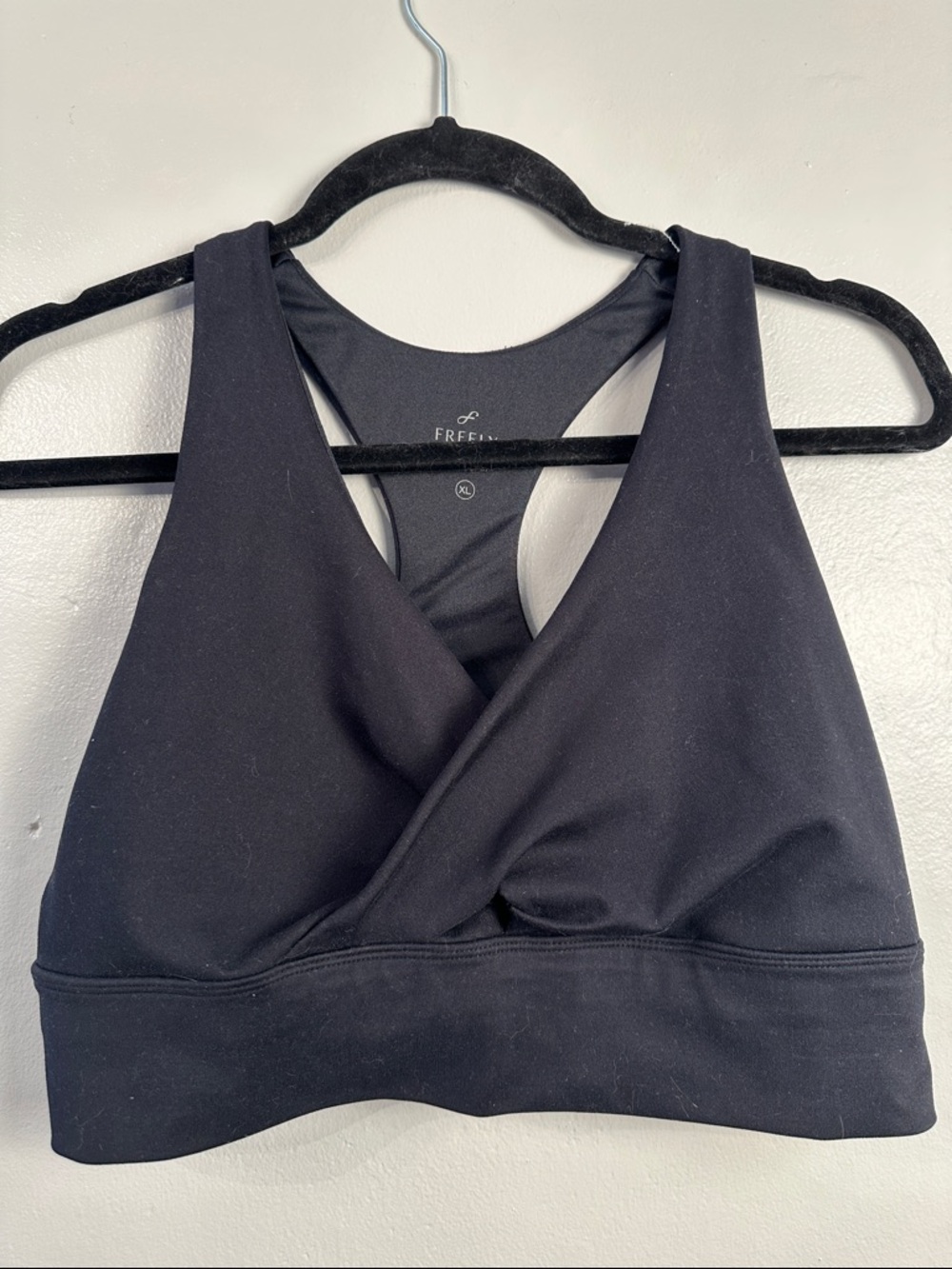 Freely Womens Twist Sports Bra Black Size XLarge
